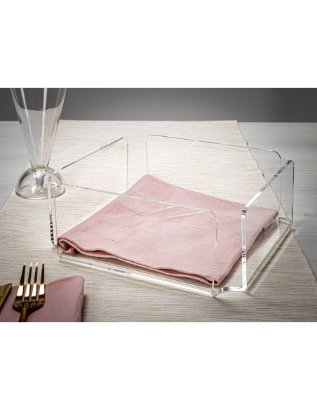 iPLEX - Portatovaglioli da tavola orizzontale linea Bon Ton in plexiglass PMMA Trasparente. Made in Italy - 22x7,5x22 cm