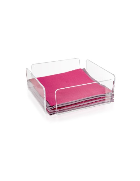 iPLEX - Portatovaglioli da tavola orizzontale linea Bon Ton in plexiglass PMMA Trasparente. Made in Italy - 22x7,5x22 cm