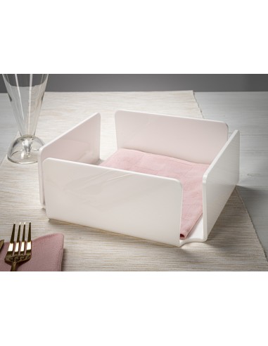 iPLEX - Portatovaglioli da tavola orizzontale linea Bon Ton in plexiglass PMMA bianco. Made in Italy - 22x7,5x22 cm