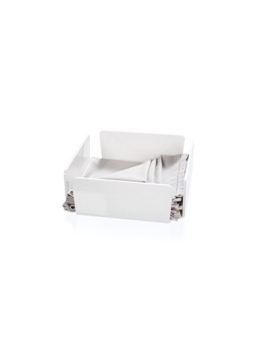 iPLEX - Portatovaglioli da tavola orizzontale linea Bon Ton in plexiglass PMMA bianco. Made in Italy - 22x7,5x22 cm