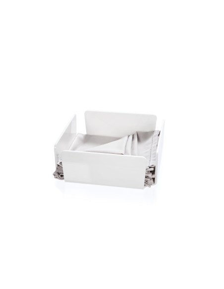 iPLEX - Portatovaglioli da tavola orizzontale linea Bon Ton in plexiglass PMMA bianco. Made in Italy - 22x7,5x22 cm