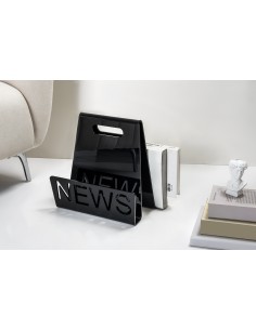 iPLEX - Portariviste giornali linea Nunzio in plexiglass nero pieno sagomato al laser. Made in Italy - 37x32x16 cm 2