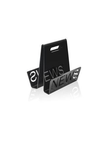 iPLEX - Portariviste giornali linea Nunzio in plexiglass nero pieno sagomato al laser. Made in Italy - 37x32x16 cm
