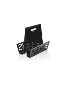 iPLEX - Portariviste giornali linea Nunzio in plexiglass nero pieno sagomato al laser. Made in Italy - 37x32x16 cm