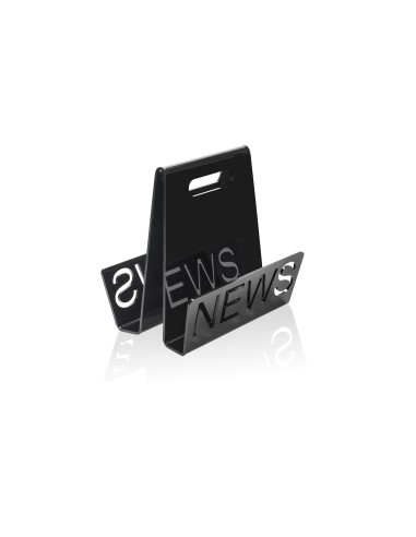 iPLEX - Portariviste giornali linea Nunzio in plexiglass nero pieno sagomato al laser. Made in Italy - 37x32x16 cm