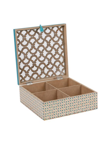 Cotè Table - Tea Bag Box 4 Compartment Suro Orange 20X20H7 Mdf