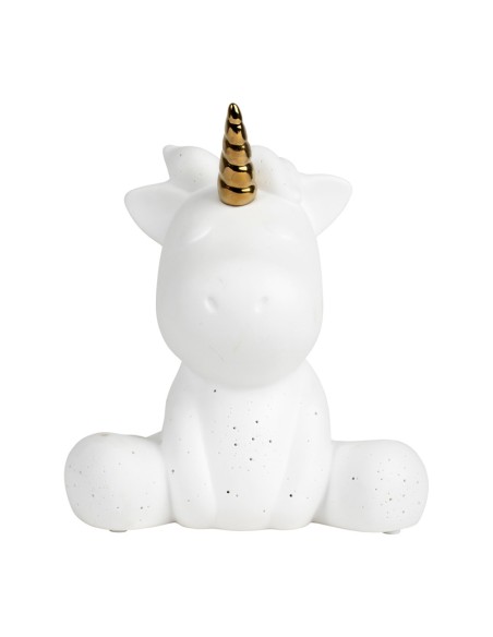 Cotè Table - Lampada Led Licorne White+Gold 20.5X15H23.5 Porcelain ali. batteria