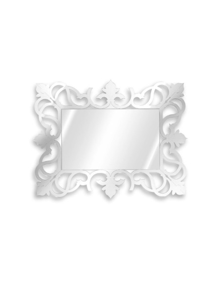 iPLEX - Pascal Specchio da parete con cornice in plexiglass color argento stile barocco. Made in Italy - 134x98x3 cm