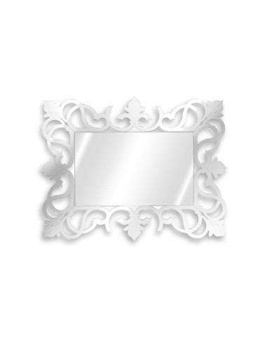 iPLEX - Pascal Specchio da parete con cornice in plexiglass color argento stile barocco. Made in Italy - 134x98x3 cm