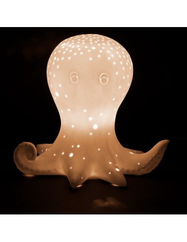 Cotè Table - Lampada Led Poulpe White 11X10Xh10.5 cm Porcelain, alim. batteria