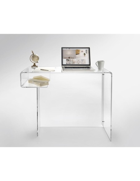 iPLEX Design - Scriptorium Home Office Scrivania Trasparente in plexiglass - 91x73x60 cm