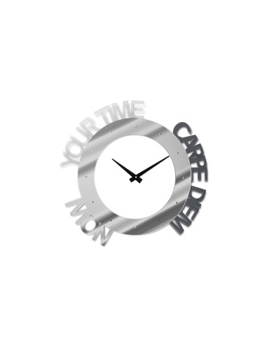 iPLEX - Orologio da parete stile ""pop art"" forma a cerchio in plexiglass PMMA color argento. Made in Italy - 60x60x4 cm