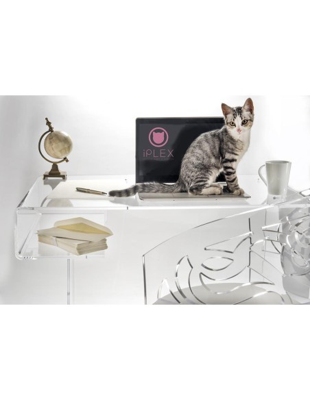 iPLEX Design - Scriptorium Home Office Scrivania Trasparente in plexiglass - 91x73x60 cm