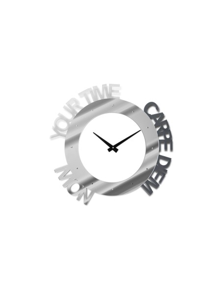 iPLEX - Orologio da parete stile ""pop art"" forma a cerchio in plexiglass PMMA color argento. Made in Italy - 60x60x4 cm