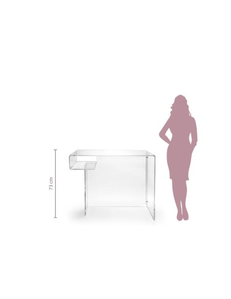 iPLEX Design - Scriptorium Home Office Scrivania Trasparente in plexiglass - 91x73x60 cm