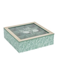 Cotè Table - Tea Bag Box 9C Organic Green 24X24Xh7 cm Mdf+Glass