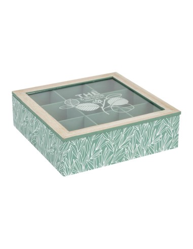 Cotè Table - Tea Bag Box 9C Organic Green 24X24Xh7 cm Mdf+Glass