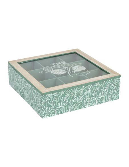 Cotè Table - Tea Bag Box 9C Organic Green 24X24Xh7 cm Mdf+Glass