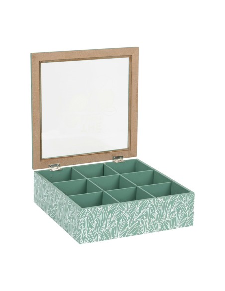 Cotè Table - Tea Bag Box 9C Organic Green 24X24Xh7 cm Mdf+Glass