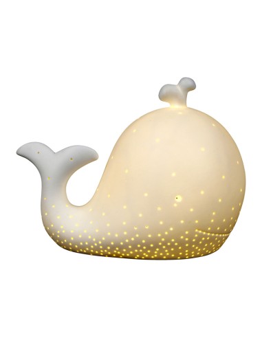 Cotè Table - Lampada Whale Led Baleine White 12X22Xh16 cm Porcelain, alimentazione batteria