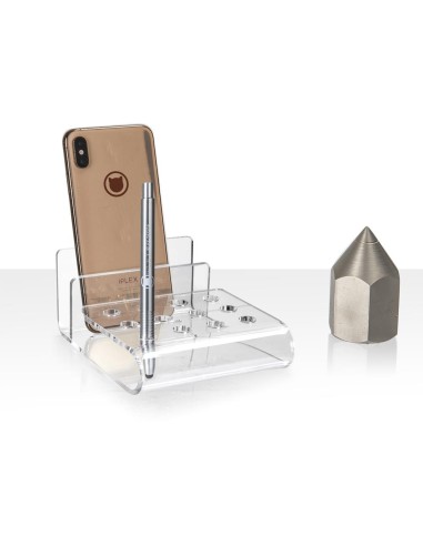 iPLEX Design - Oly Desk Organizer da Scrivania Trasparente in plexiglass - 16x7x12,5 cm