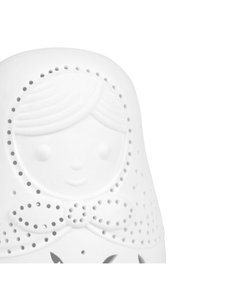 Cotè Table - Lampada Led Matriochka White 9.5Xh13.5 cm Porcelain, alim. batteria