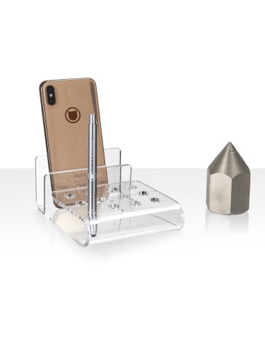 iPLEX Design - Oly Desk Organizer da Scrivania Trasparente in plexiglass - 16x7x12,5 cm