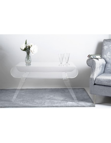 iPLEX - Gatsby Tavolino da caffè in plexiglass PMMA Trasparente. - arredamento casa salotto Made in Italy - 89x49,5x39 cm