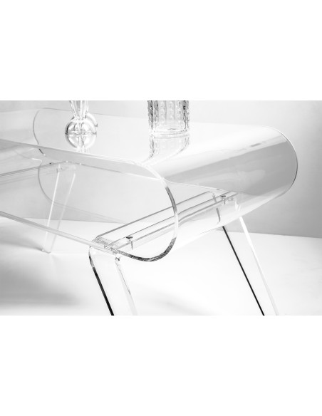 iPLEX - Gatsby Tavolino da caffè in plexiglass PMMA Trasparente. - arredamento casa salotto Made in Italy - 89x49,5x39 cm