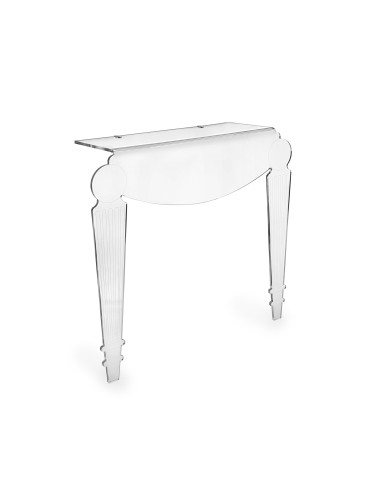 iPLEX - Foyer Consolle stile veneziano '700 in plexiglass Trasparente taglio laser. Made in Italy - 84x76x25 cm