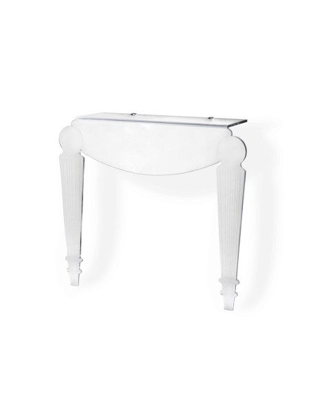 iPLEX - Foyer Consolle stile veneziano '700 in plexiglass Trasparente taglio laser. Made in Italy - 84x76x25 cm