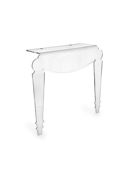 iPLEX - Foyer Consolle stile veneziano '700 in plexiglass Trasparente taglio laser. Made in Italy - 84x76x25 cm
