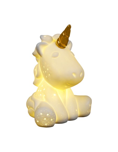 Cotè Table - Lampada Unicorn Led Licorne White 9.5X8Xh12 Porcelain, alimentazione batteria