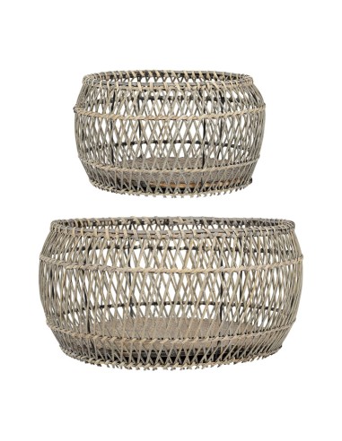 Cotè Table -Set cesti  Basket X2 Eluminea Nt 34h18+26h16 Bamboo+Plywood