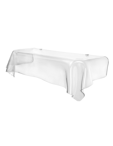 iPLEX - Consolle sotto specchio linea Drappeggi in plexiglass PMMA Trasparente con 2 ganci di ancoraggio. - 110x30x35 cm