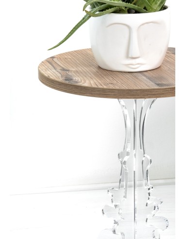 iPLEX Design - Maricla Tavolino Small Habitat Rovere in plexiglass e legno - Trasparente/legno - 36x42x36 cm