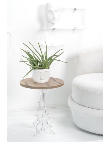 iPLEX Design - Maricla Tavolino Small Habitat Rovere in plexiglass e legno - Trasparente/legno - 36x42x36 cm