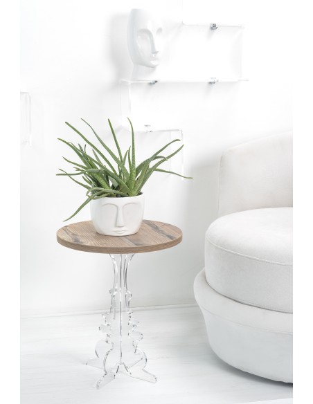 iPLEX Design - Maricla Tavolino Small Habitat Rovere in plexiglass e legno - Trasparente/legno - 36x42x36 cm