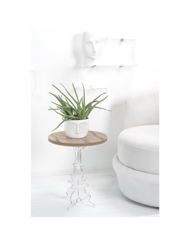 iPLEX Design - Maricla Tavolino Small Habitat Rovere in plexiglass e legno - Trasparente/legno - 36x42x36 cm