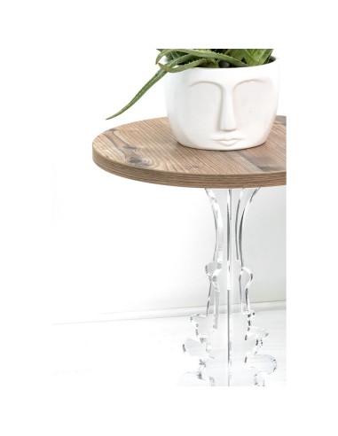 iPLEX Design - Maricla Tavolino Small Habitat Rovere in plexiglass e legno - Trasparente/legno - 36x42x36 cm