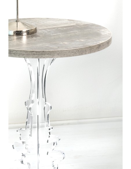 iPLEX Design - Maricla Tavolino Small Habitat Grigio Atrium in plexiglass e legno - Trasparente/ legno grigio - 36x42x36 cm