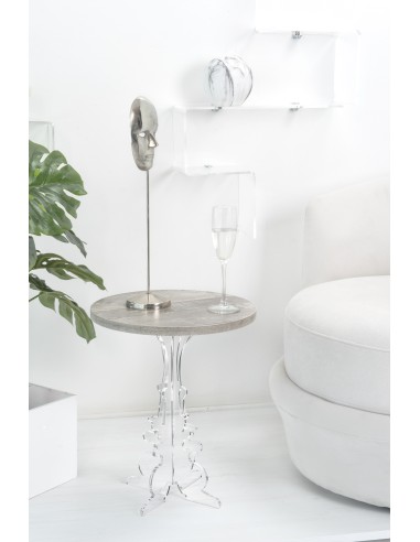iPLEX Design - Maricla Tavolino Small Habitat Grigio Atrium in plexiglass e legno - Trasparente/ legno grigio - 36x42x36 cm