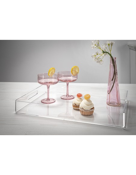 iPLEX - Bon Ton Vassoio da tavola portavivande in plexiglass PMMA Trasparente. 45,5,x32x5 cm Made in Italy - 45,5x5x32 cm