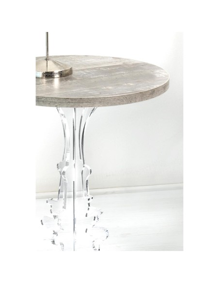 iPLEX Design - Maricla Tavolino Small Habitat Grigio Atrium in plexiglass e legno - Trasparente/ legno grigio - 36x42x36 cm