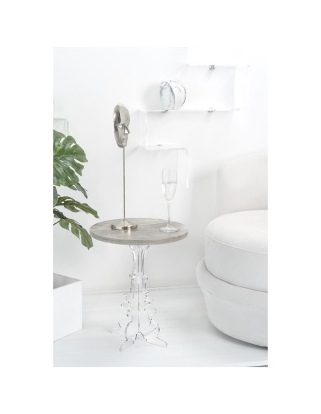 iPLEX Design - Maricla Tavolino Small Habitat Grigio Atrium in plexiglass e legno - Trasparente/ legno grigio - 36x42x36 cm