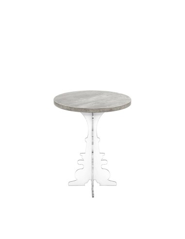 iPLEX Design - Maricla Tavolino Small Habitat Grigio Atrium in plexiglass e legno - Trasparente/ legno grigio - 36x42x36 cm
