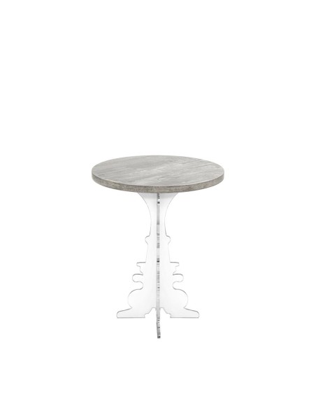 iPLEX Design - Maricla Tavolino Small Habitat Grigio Atrium in plexiglass e legno - Trasparente/ legno grigio - 36x42x36 cm