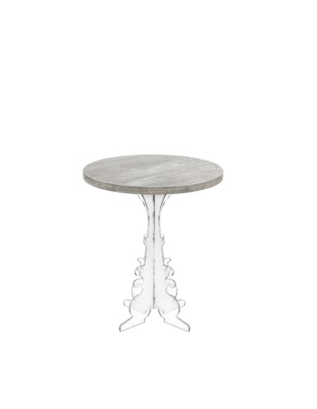iPLEX Design - Maricla Tavolino Small Habitat Grigio Atrium in plexiglass e legno - Trasparente/ legno grigio - 36x42x36 cm