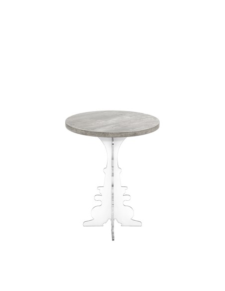 iPLEX Design - Maricla Tavolino Small Habitat Grigio Atrium in plexiglass e legno - Trasparente/ legno grigio - 36x42x36 cm