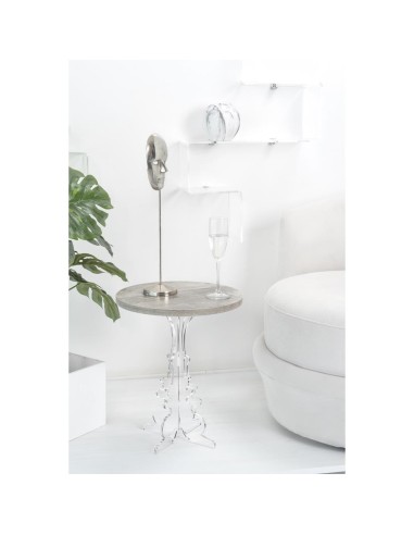 iPLEX Design - Maricla Tavolino Small Habitat Grigio Atrium in plexiglass e legno - Trasparente/ legno grigio - 36x42x36 cm